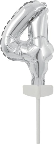 AMSCAN Balon foliowy mini cyfra 4 srebrna 8x12cm