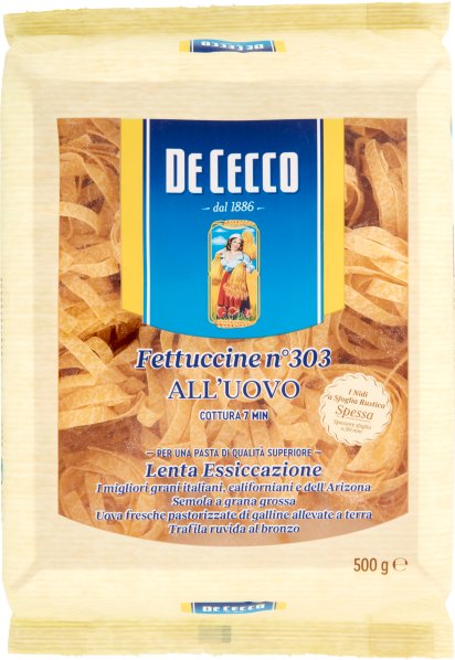 Makaron jajeczny Fettuccine n. 303 all'uovo 500g - De Cecco