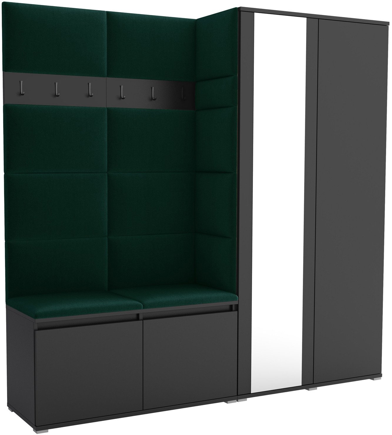 Tapicerowana garderoba Noris IV z lustrem - kolor czarny + tkanina Trinity 28