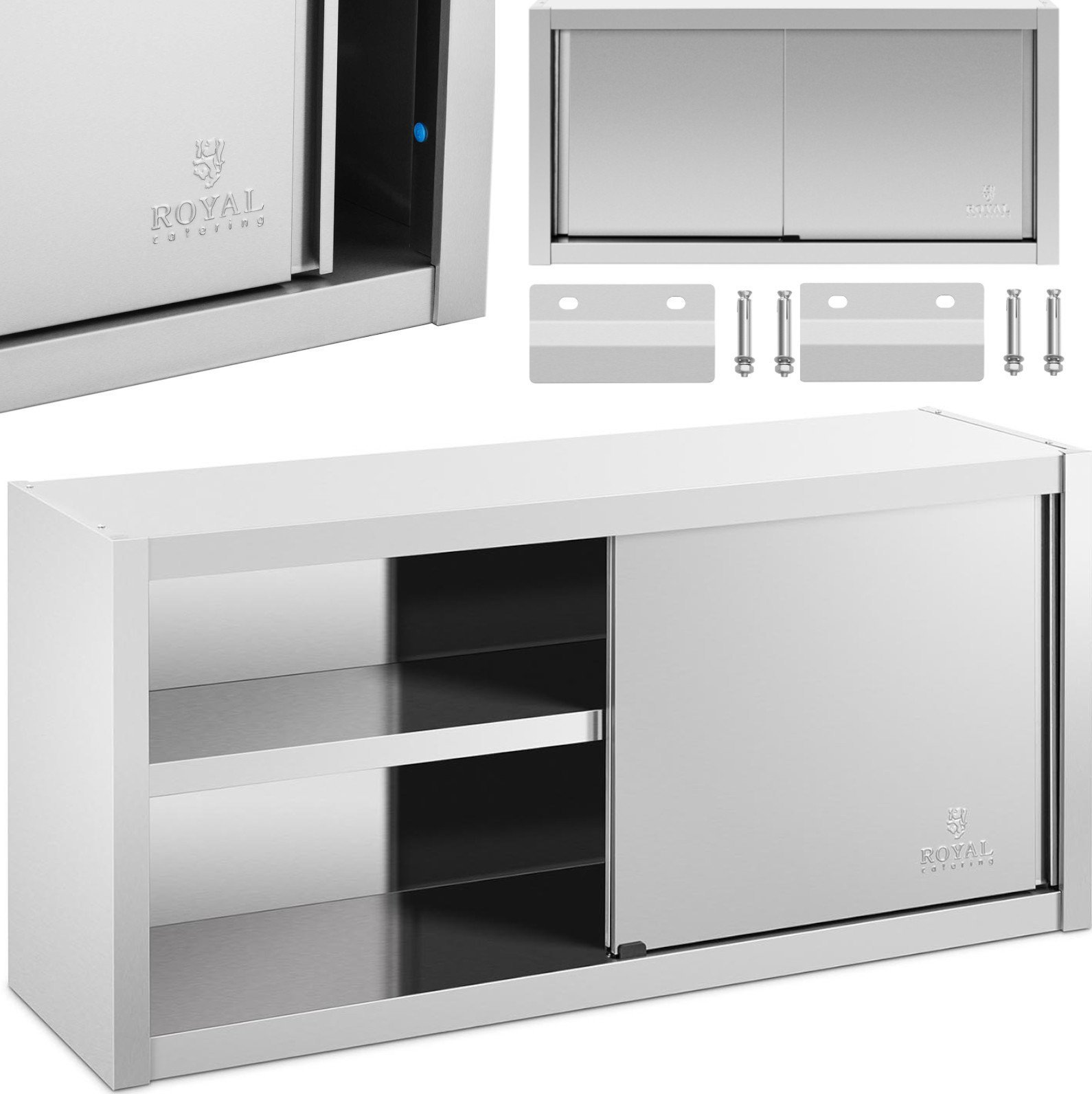 Royal Catering Szafa ścienna gastronomiczna z drzwiami przesuwanymi STAL 120 x 45 x 60 cm Szafa ścienna gastronomiczna z drzwiami przesuwanymi STAL 12