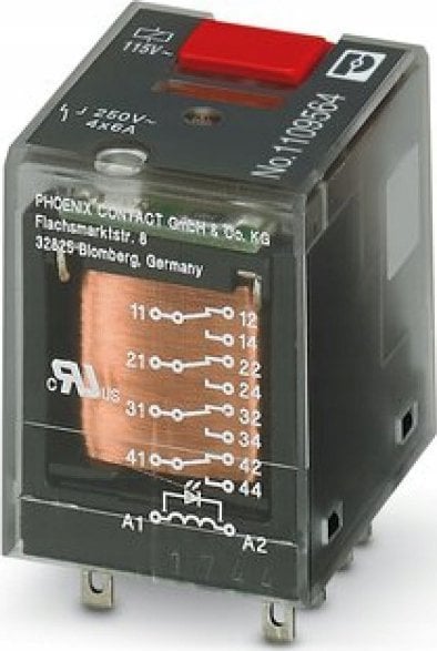 Phoenix Contact Przekaźnik przemysłowy 4P 6A AgNi 230V AC do gniazda ECOR-2, REL-IR-BL/L-230AC/4X21