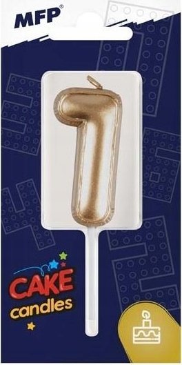 MFP paper świeczka do tortu balon nr 1 złota 8800115