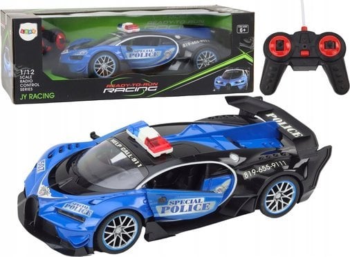 LeanToys Auto Zdalnie Sterowane RC Policyjne w Skali 1:12 Niebieski
