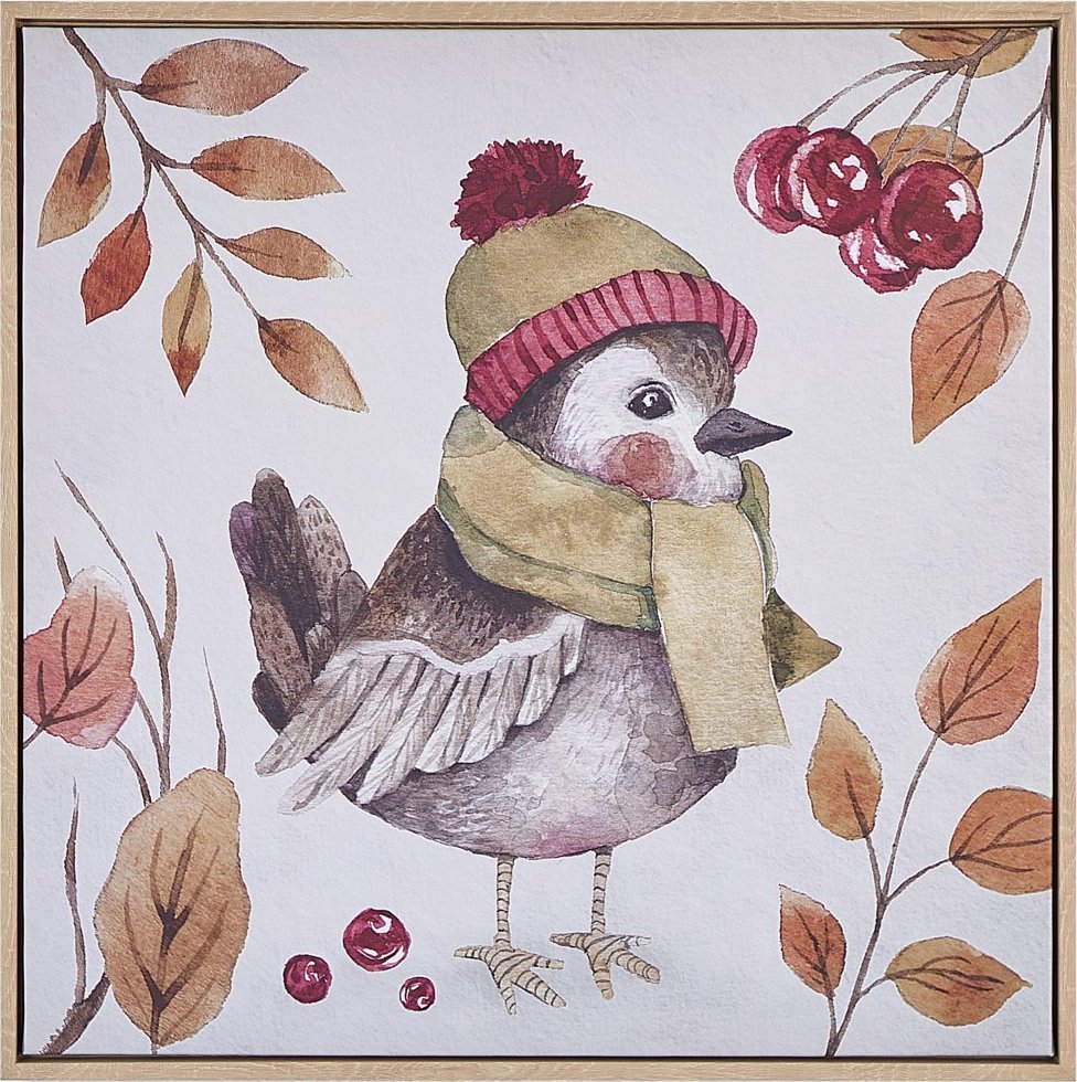 Beliani Obraz na płótnie w ramie ptak 63 x 63 cm wielokolorowy CASTRO