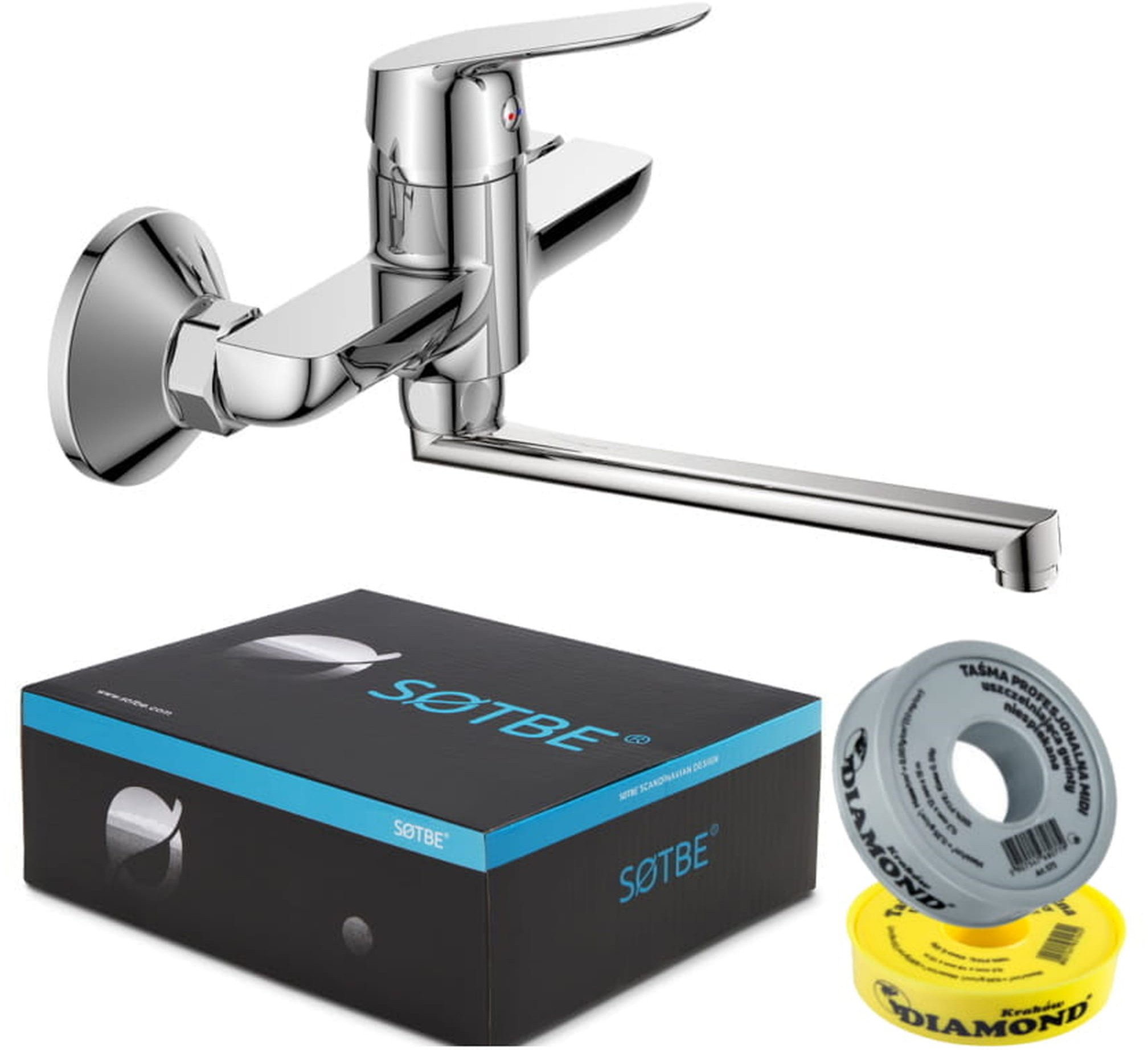 SOTBE VANTAA Bateria kuchenna ścienna Ruchoma wylewka 35 cm