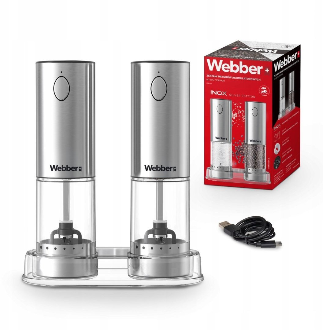 MŁYNEK DO PIEPRZU I SOLI ELEKTRYCZNY AKUMULATOROWY USB MŁYNEK DO SOLI 2 SZT