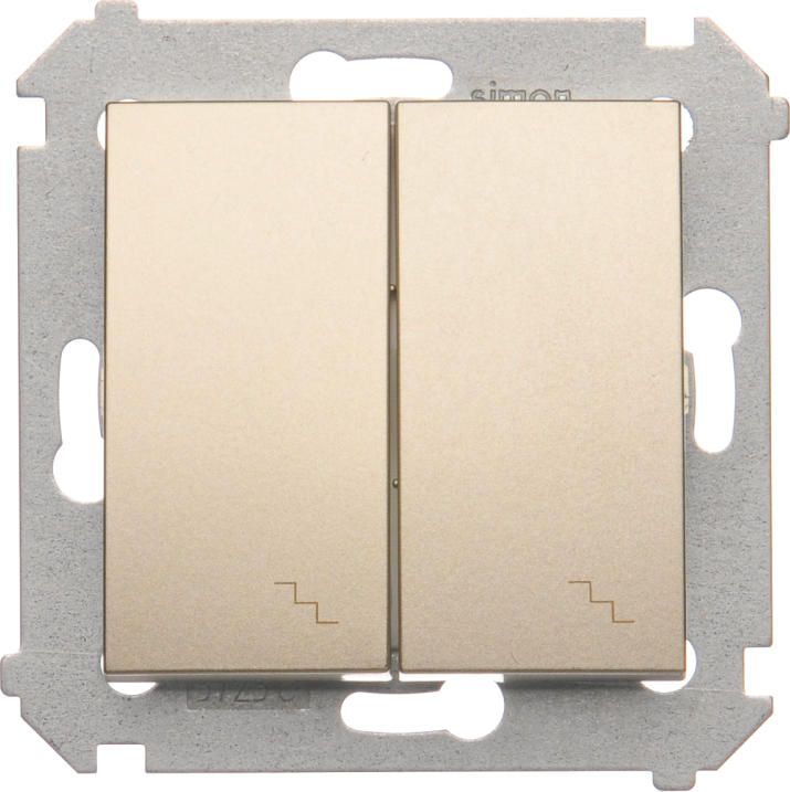 Kontakt-Simon Łącznik schodowy podwójny z podświetleniem LED 10AX 250V zaciski śrubowe złoty mat metalizowany (DW6/2L.01/44)