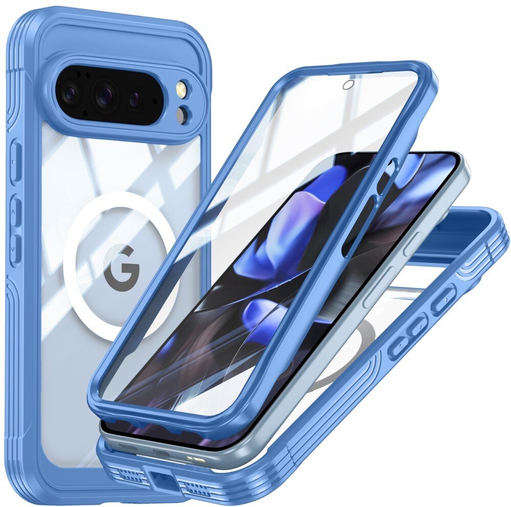 SUPERO Etui pancerne 360 MagSafe do Google Pixel 10 Pro XL, niebiesko-przezroczyste