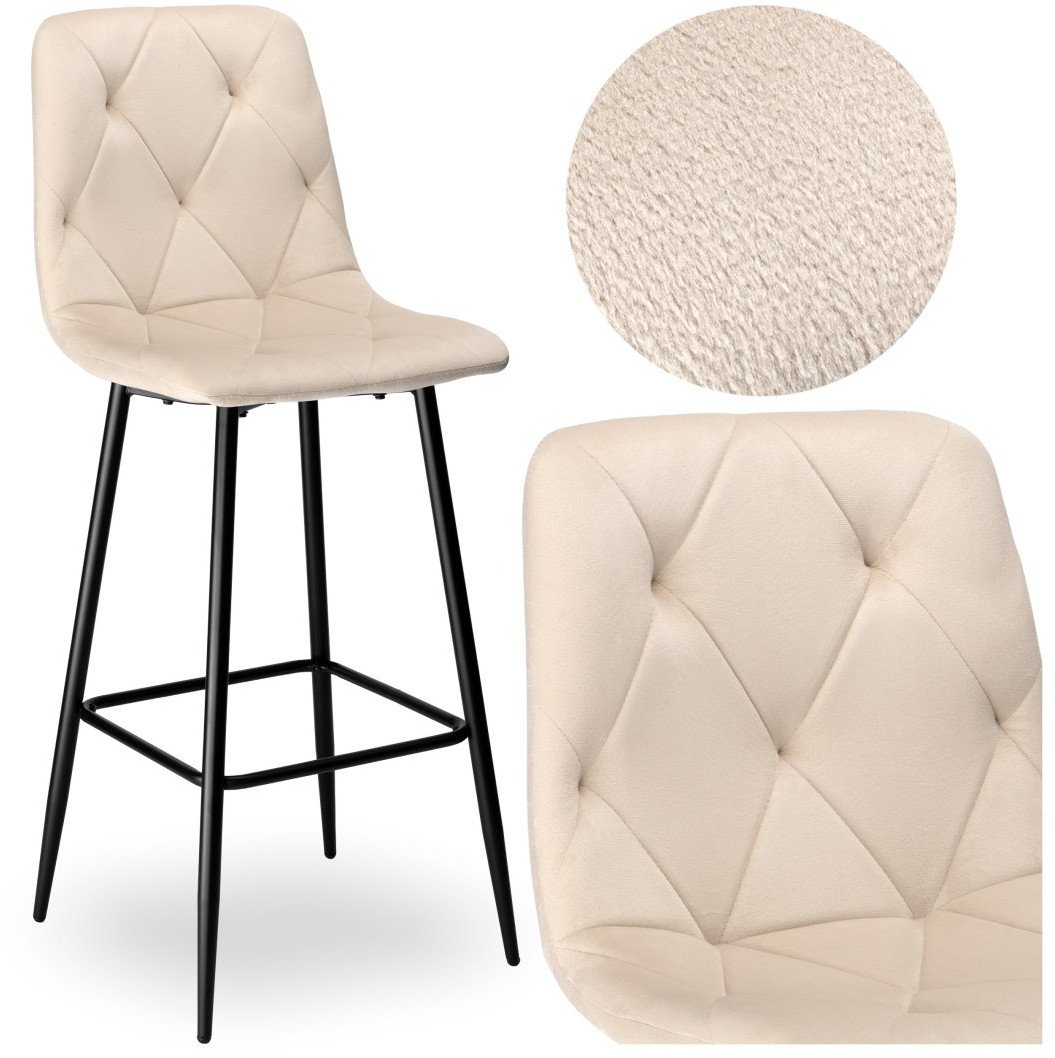 Krzesło barowe KINGSTON beżowe VELVET