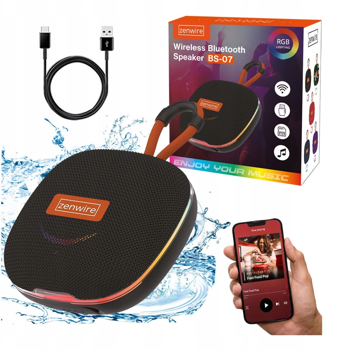 Głośnik Bluetooth Mały Przenośny Bezprzewodowy Boombox z Radiem FM MP3 13W Zenwire BS-07