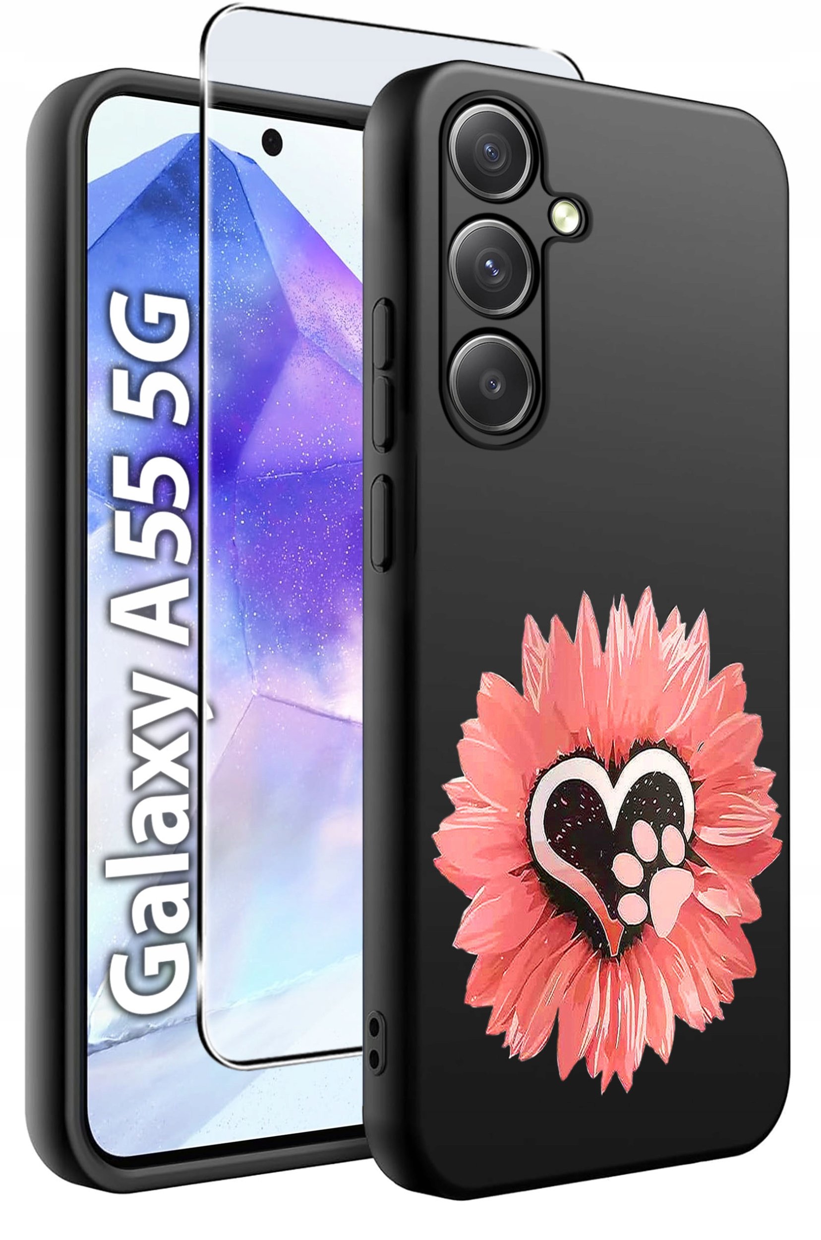 ETUI do Samsung A55 5G WZORY | SILIKONOWE MATT CASE + SZKŁO HARTOWANE 9H