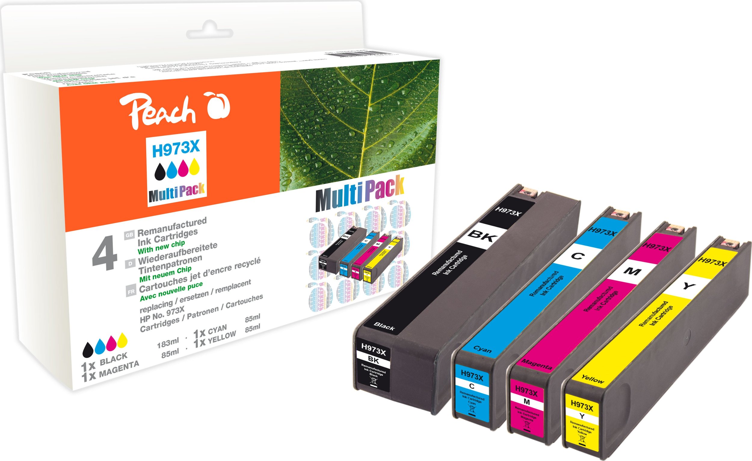 Tusz Peach Peach PI300-750 nabój z tuszem 4 szt. Zamiennik Wysoka (XL) wydajność Czarny, Cyjan, Purpurowy, Żółty