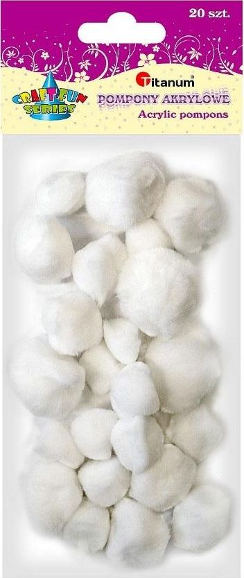 Titanum Pompony akrylowe białe 20szt.