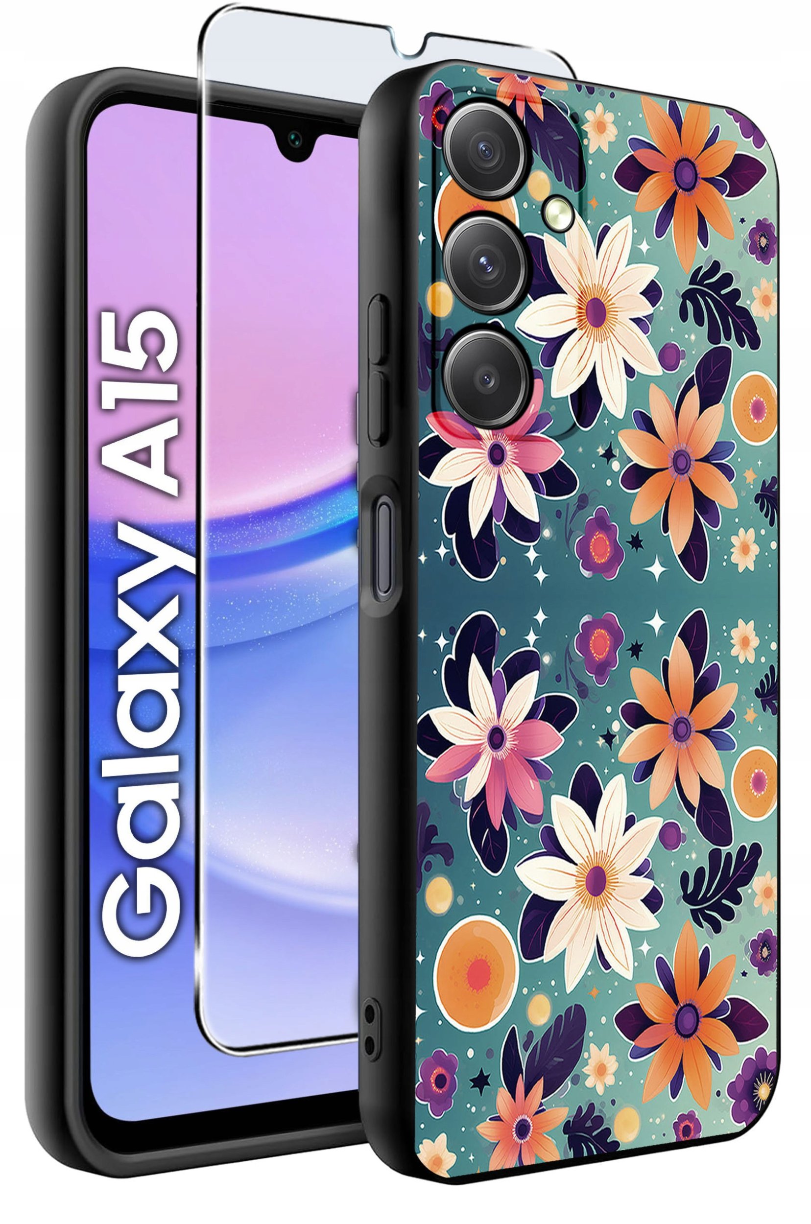 ETUI do Samsung A15 4G | 15 5G WZORY | SILIKONOWE MATT CASE + SZKŁO 9H