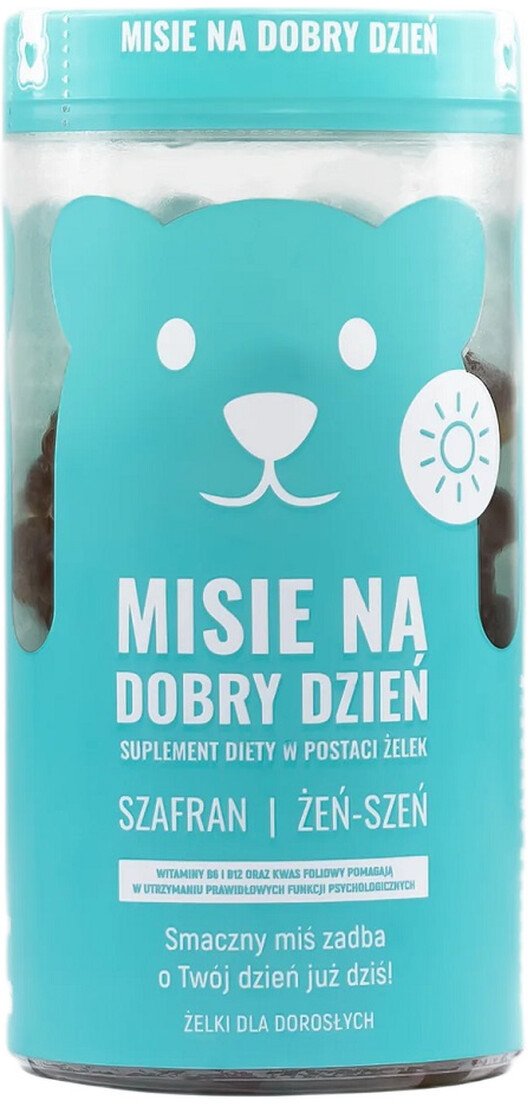 Noble Health Misie Na Dzień Dobry Szafran i Ashwagandha suplement diety w postaci żelek o smaku Ananasowym 300g