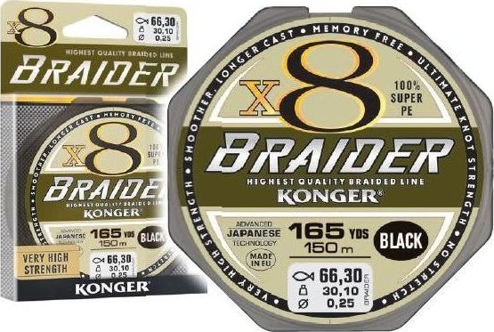 Konger Konger Plecionka Braider X8 0.06mm/150m - Black