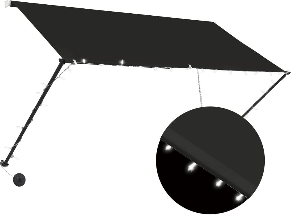 vidaXL Markiza zwijana z LED, 250 x 150 cm, antracytowa