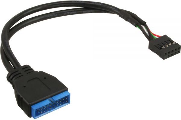InLine USB 19 pin - USB 9 pin, 0.15m, Czarny (33449I)