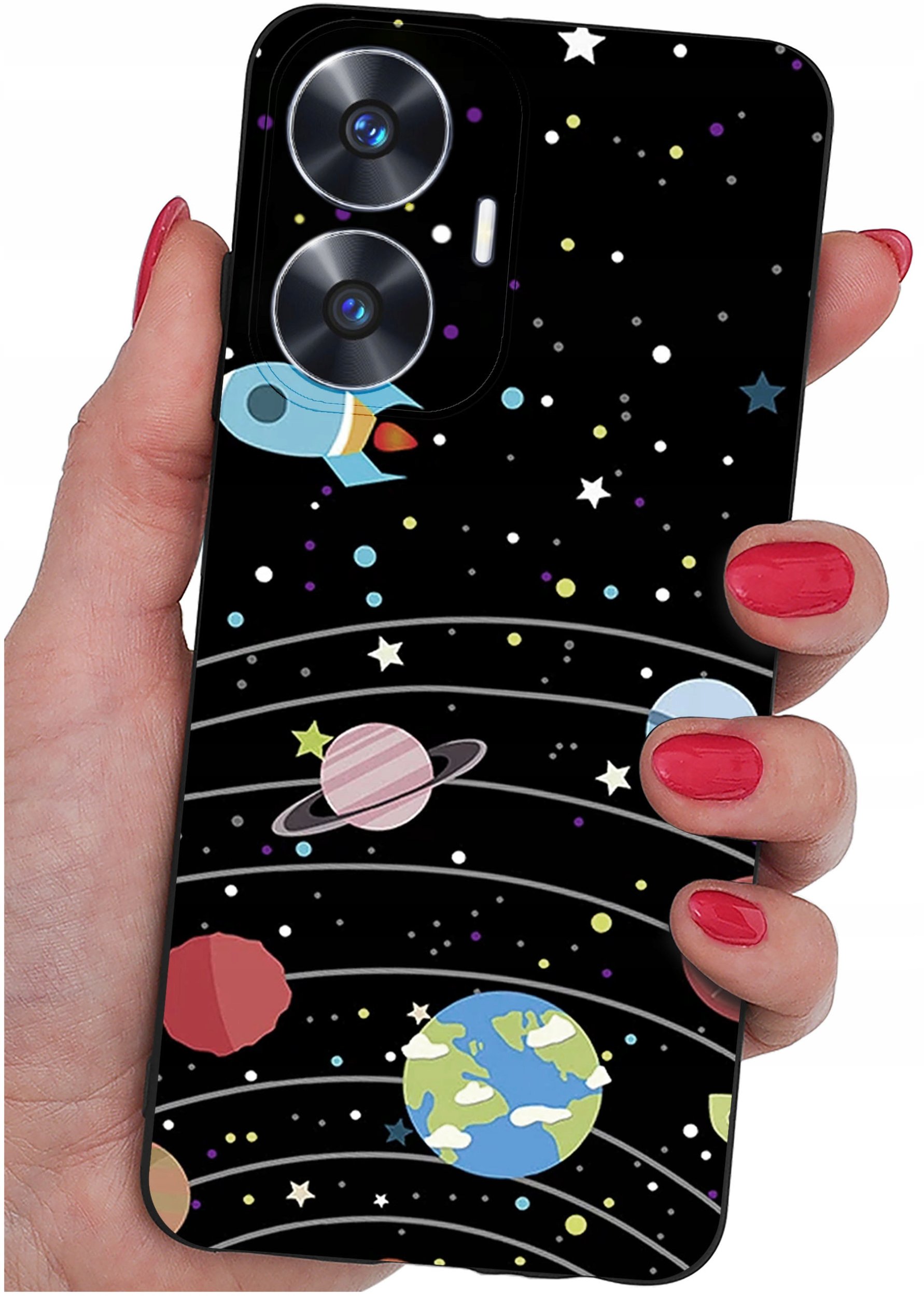 ETUI do Realme C55 WZORY |SILIKONOWE MATT CASE + SZKŁO 9H