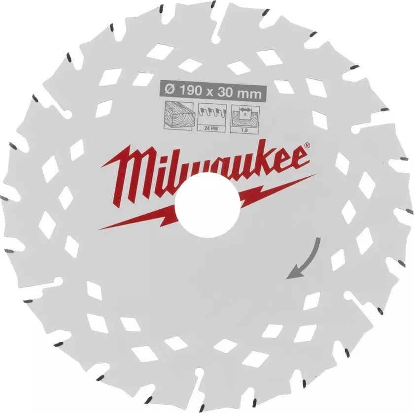 Cutting disc 190x30x1.8mm 24 teeth Milwaukee (for cordless tools) for various wood
