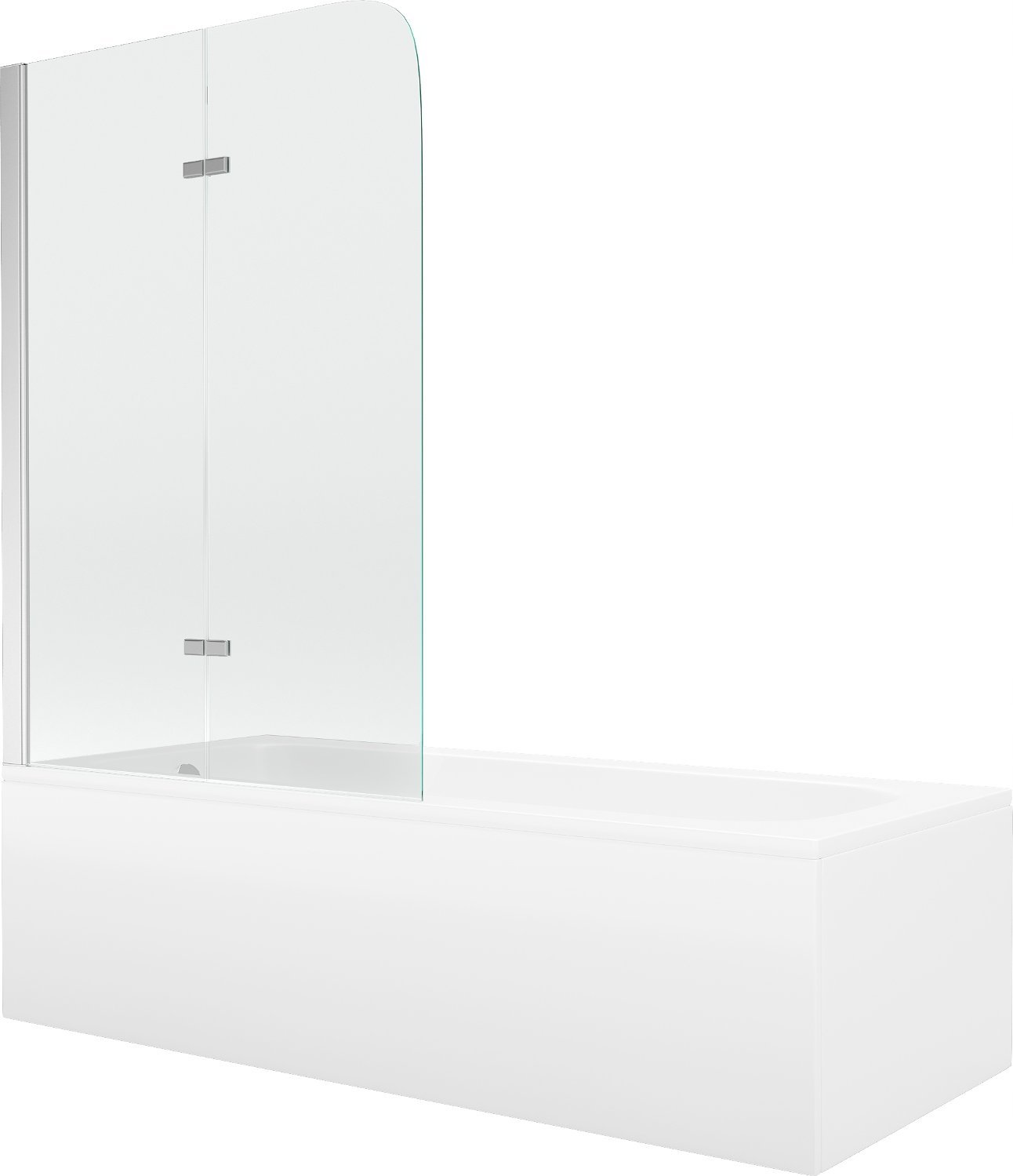 Wanna Mexen Mexen Vega wanna prostokątna 160 x 70 cm z obudową i parawanem 2-skrzydłowym 80 cm, transparent, chrom - 550116070X9008020100