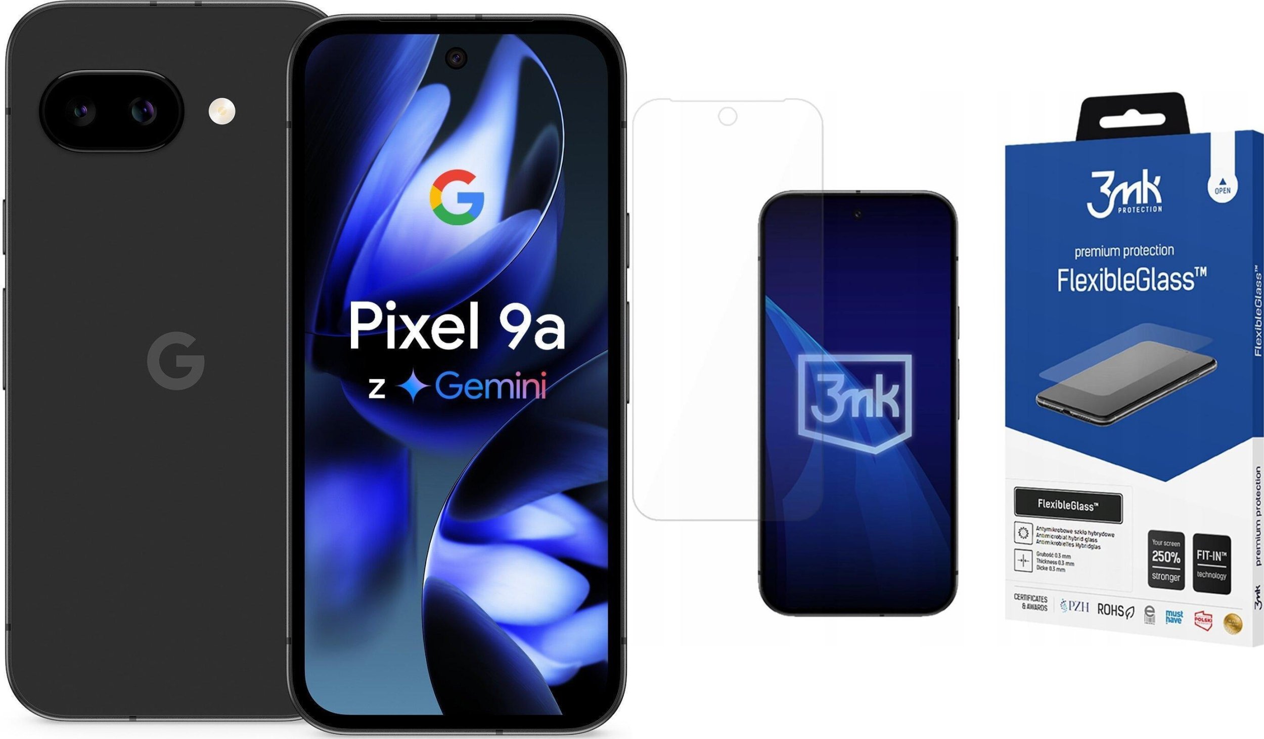 Smartfon Pixel 9A 5G 8/256GB Czarny (GA09566-GB) + FlexibleGlass