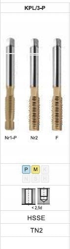 Fanar GWINTOWNIK M16 NGMM/3-P DIN-352 (6HX) HSSE TIN INOX
