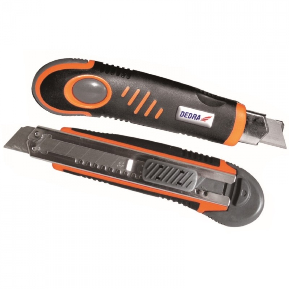 Dedra Nóż 18mm uchwyt gumowy 3 ostrza w zestawie (M9029)