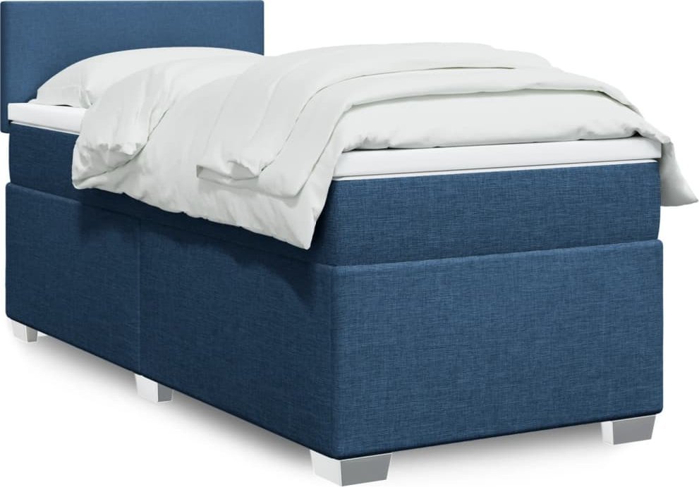 vidaXL vidaXL Łóżko kontynentalne z materacem, niebieskie, tkanina, 80x200 cm