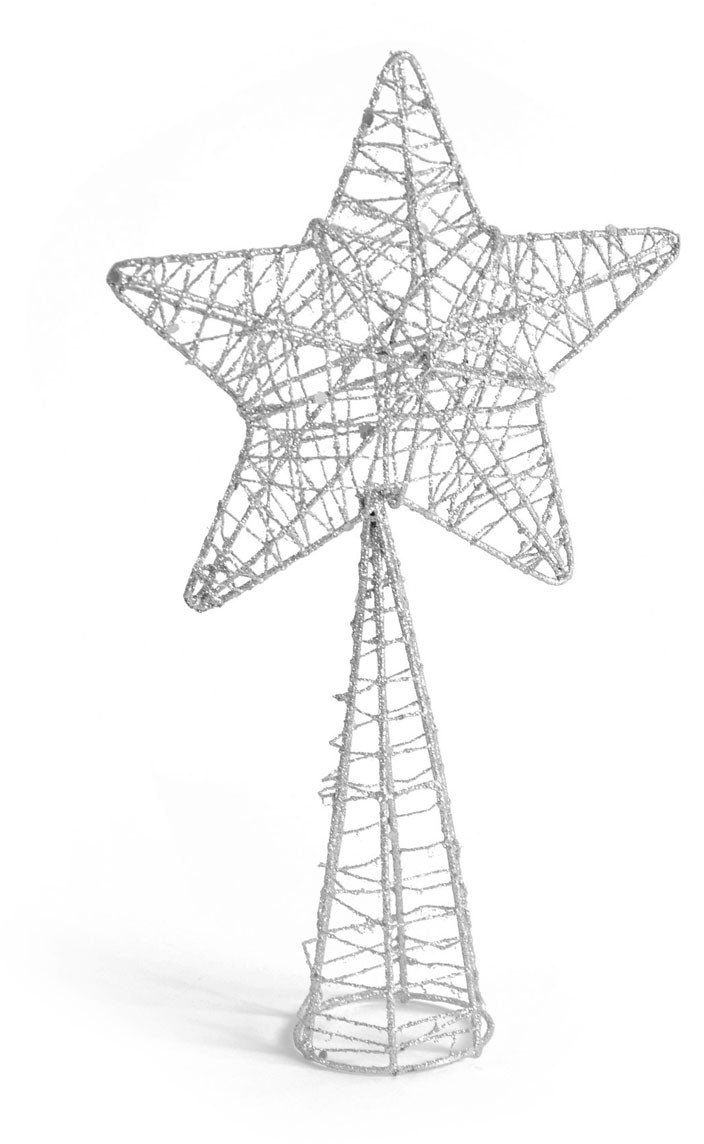 Szpic choinkowy gwiazda metalowa srebrna
