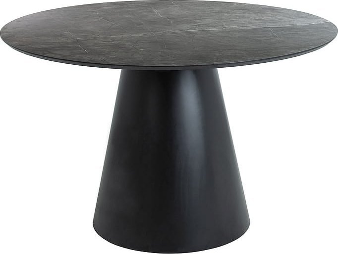 Signal Stół do jadalni ANGEL 120x120 szary efekt marmuru/czarny mat