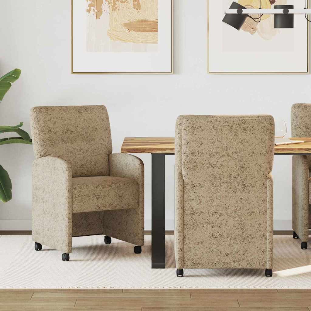 vidaXL Krzesła jadalne z kółkami 2 pcs Jasnoszary 57 x 67 x 95 cm