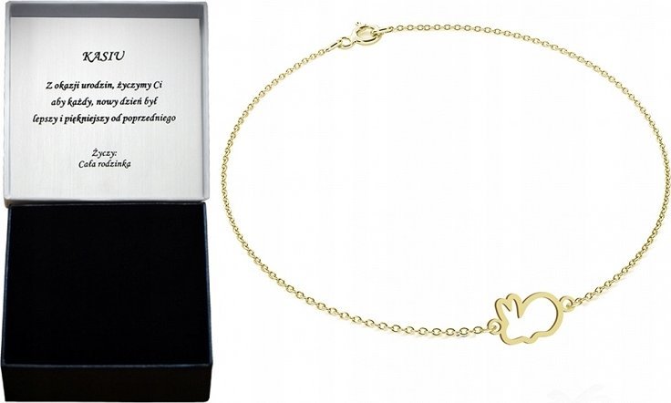 Radziszewska Jewellery Bransoletka Złota na Nogę Królik Łańcuszek Prezent Biżuteria