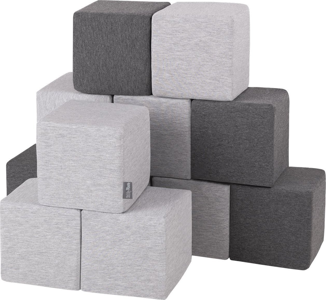 KiddyMoon Miękkie klocki 14cm sześciany: jasnoszary-ciemnoszary 12 Zabawka klocki z pianki