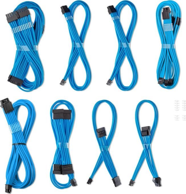 CableMod C-Series Pro ModMesh Sleeved 12V-2x6 12VHPWR Dual StealthSense Cable Kit for Corsair RMi, RMx (Black Label) - hell blau