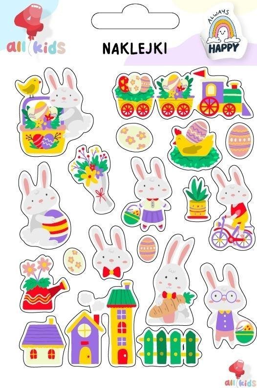 Naklejki dla dzieci Wielkanoc Zające