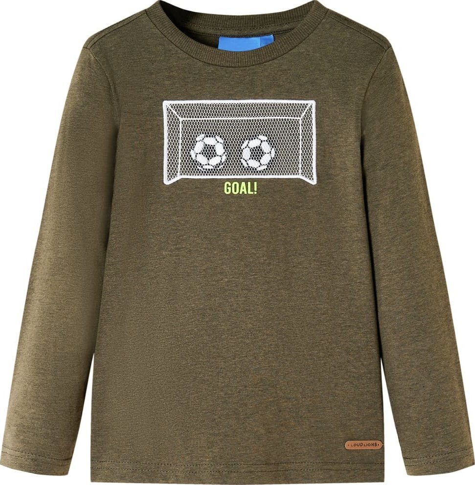 vidaXL Koszulka dziecięca z długimi rękawami, piłka nożna, khaki melanż, 116
