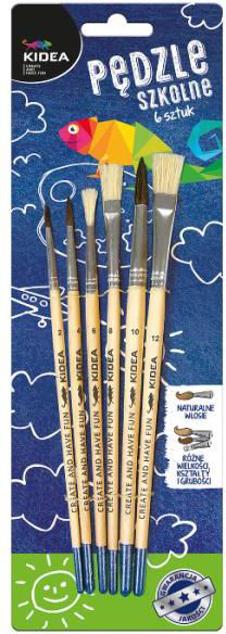 Derform Pędzle szkolne 6 szt. Kidea (DERF.P6KA)