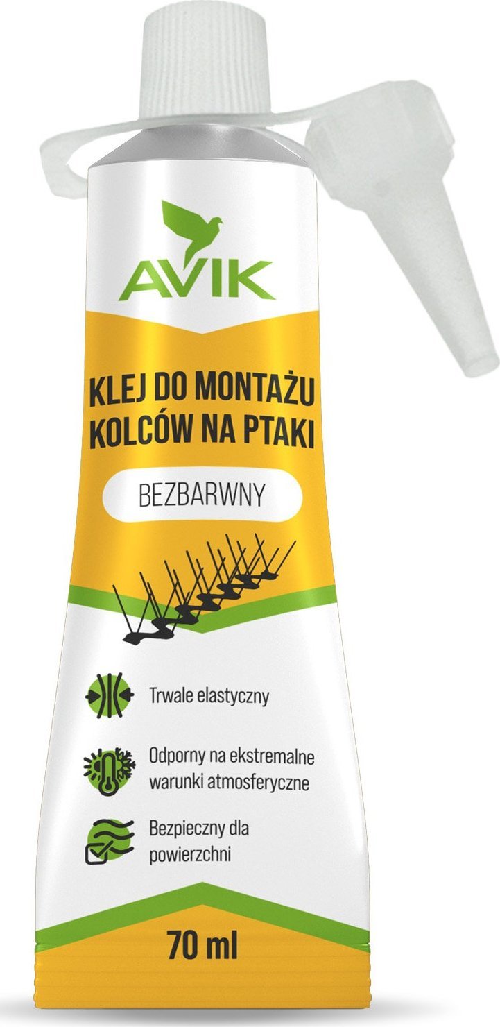 AVIK Bezbarwny Klej 70ml do Montażu Zamocowania Kolców na Ptaki Gołębie