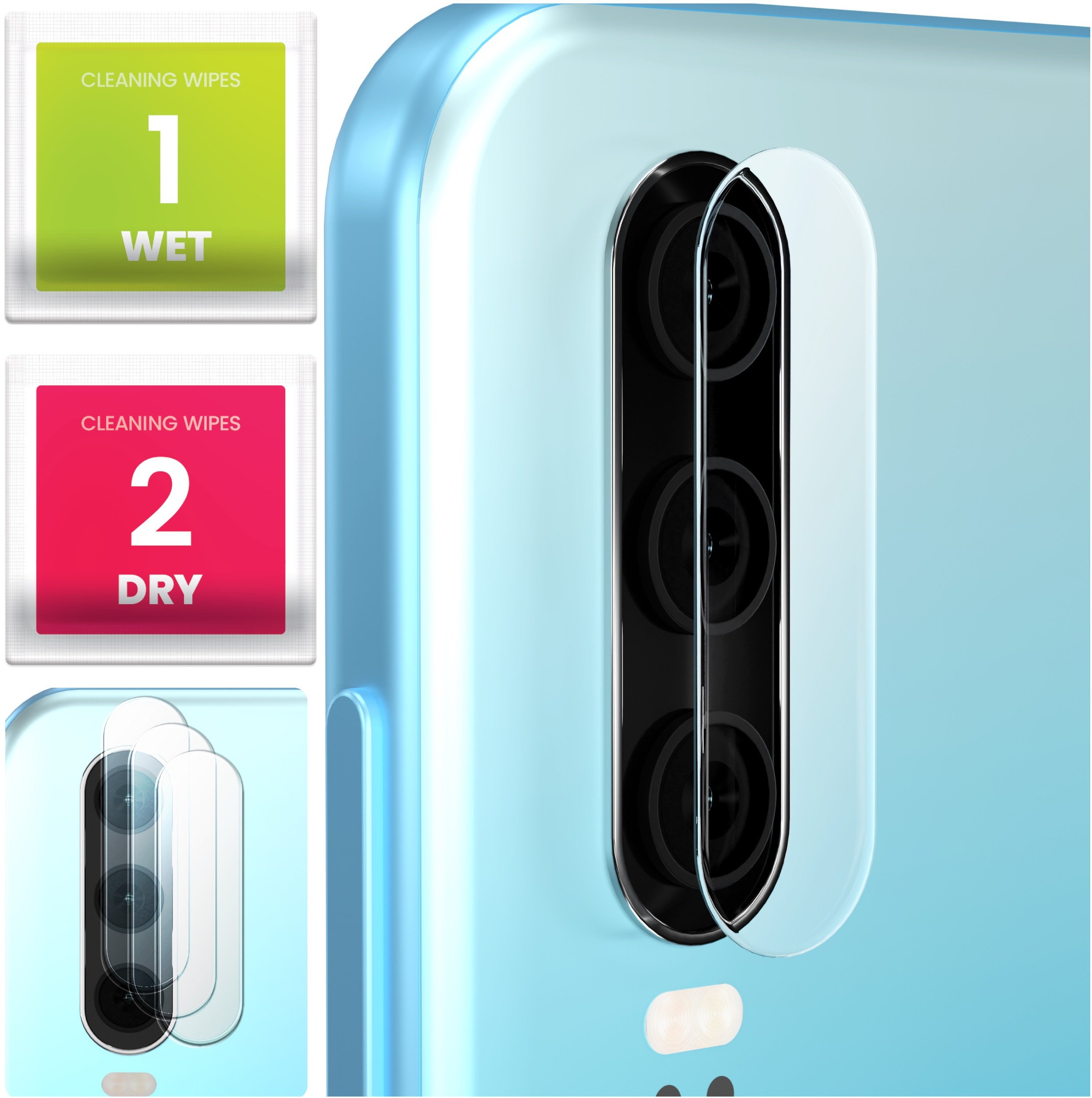 3-PAK Szkło Na Aparat Do Huawei P30 (Hartowane, Ochronne, Na Obiektyw, 9H)