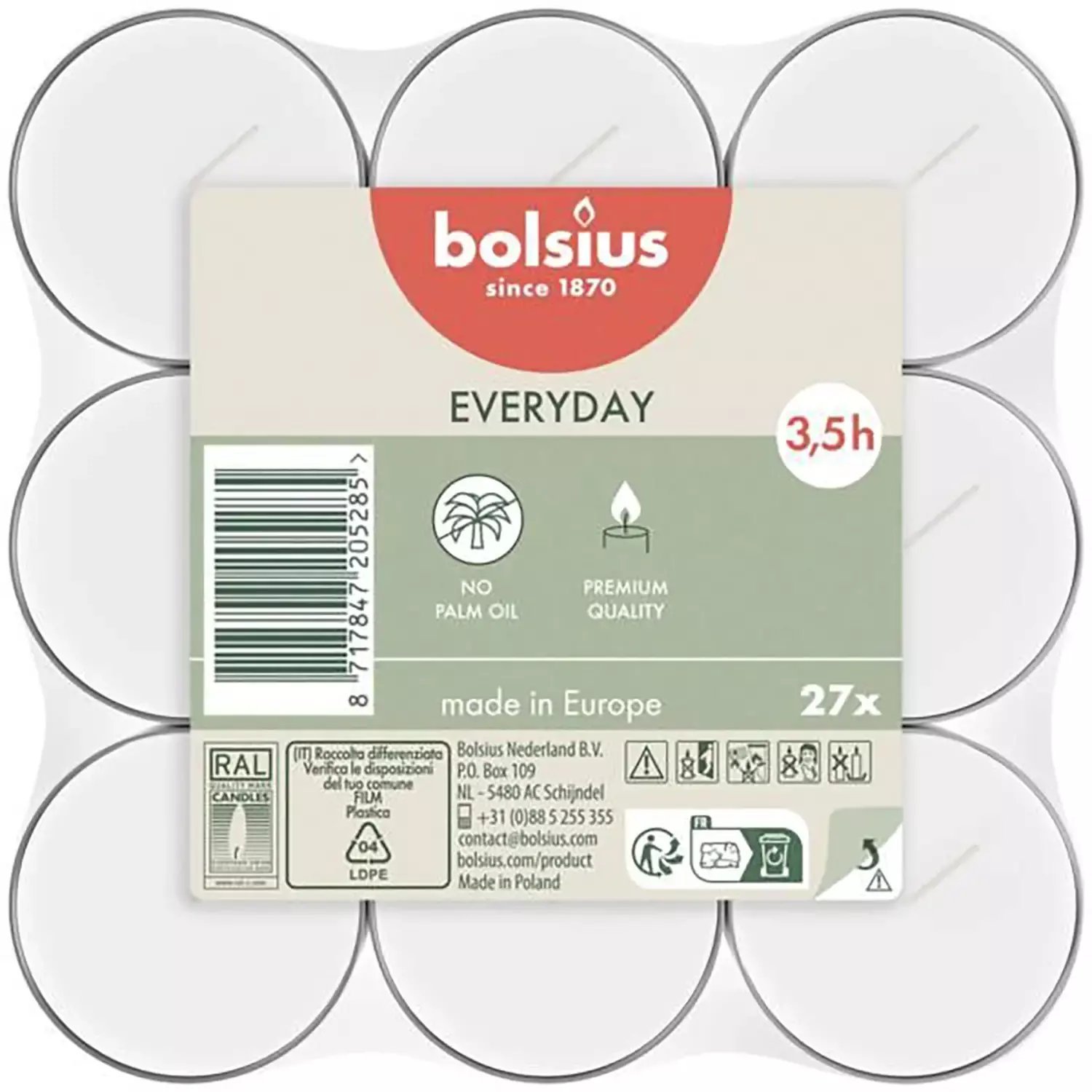 Bolsius Świece Tejas 27gab. białe 8717847205285 8717847205285 (8717847205285)