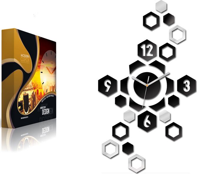 ModernClock ZEGAR ŚCIENNY HEXAGON ORYGINALNY PIĘKNY 64CM OBRAZ