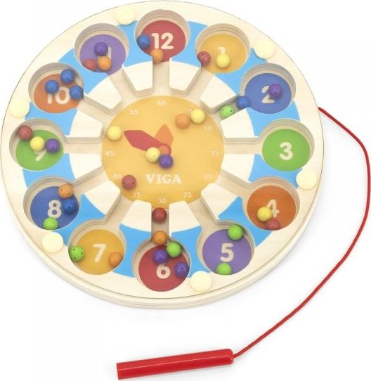 Viga Toys Viga Drewniana Gra magnetyczna Zegar Labirynt Magnetyczny