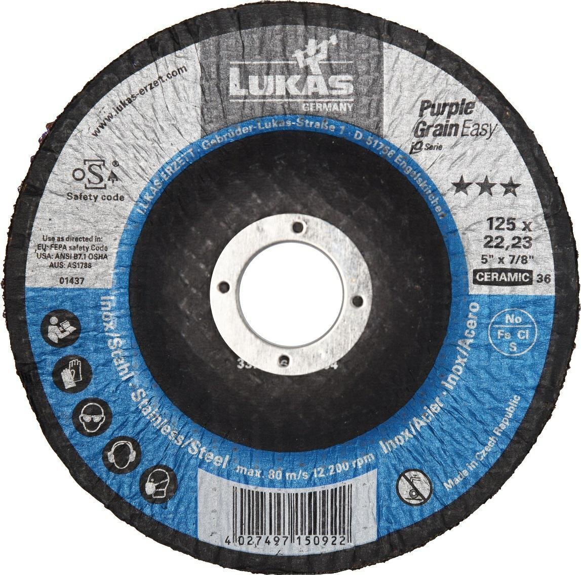 Glob LUKAS ŚCIERNICA TALERZOWA 125mm P36 PURPLE GRAIN