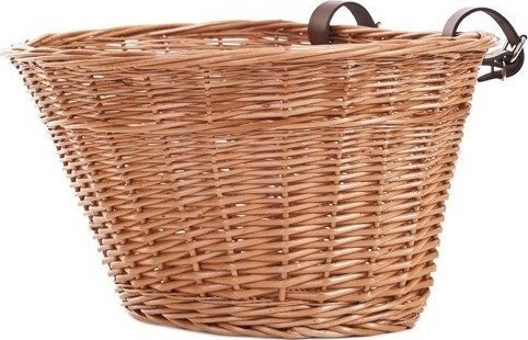 WickerPL Wiklinowy Kosz Rowerowy + 2 Paski Skórzane 43x39 H28 cm
