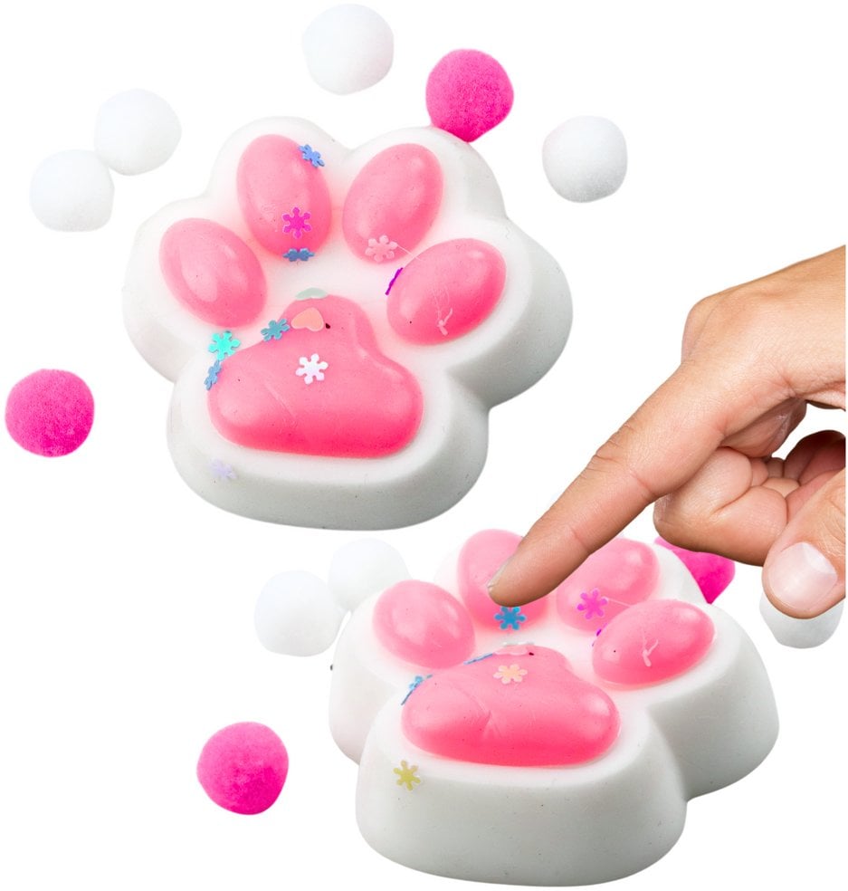 Gniotek Kocia Łapka Antystresowa Sensoryczna Squishy Biało-Różowa