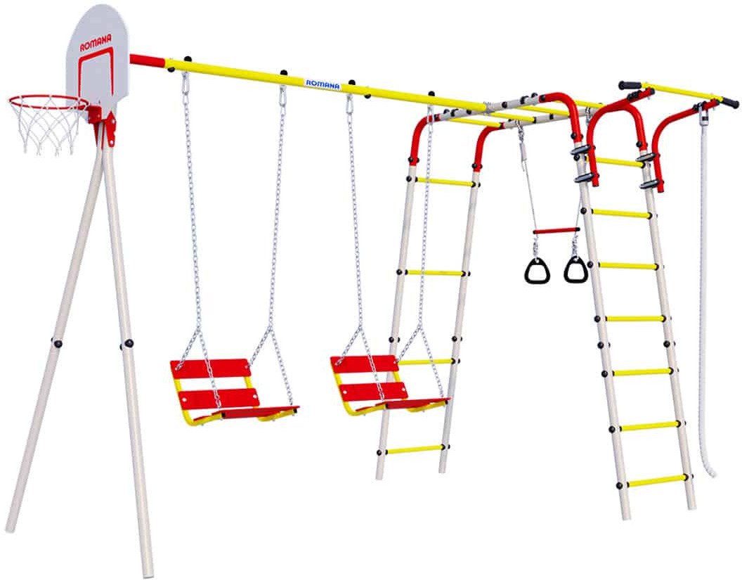 Plac zabaw AKROBATA ogród | Drabinka + huśtawka łańcuchowa + kosz | Stal