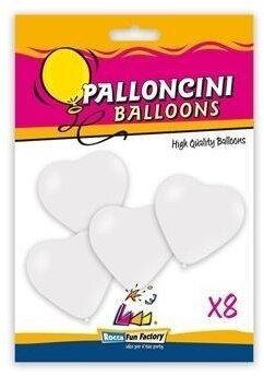 Balony serca białe 25cm 8szt
