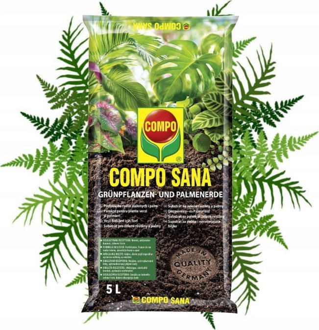 Compo Sana Podłoże do roślin zielonych i palm 5L Mieszanka torfu perlitu i dolomitu