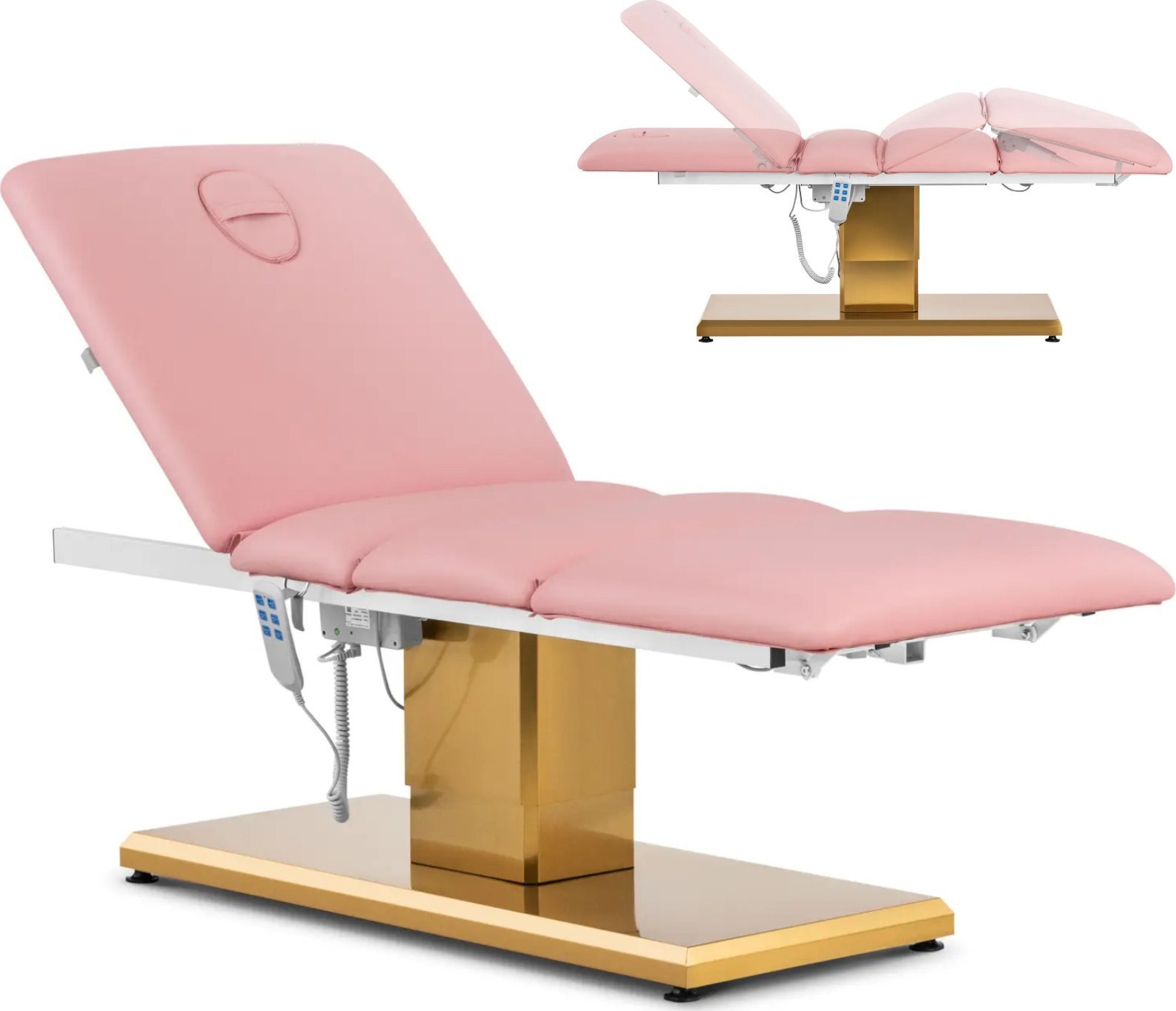 Physa Fotel kosmetyczny do masażu tatuażu SPA 150 kg VITERBO - różowo złoty Fotel kosmetyczny do masażu tatuażu SPA 150 kg VITERBO - różowo złoty